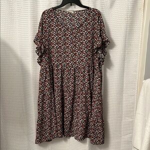 Eesome Black Floral Short Sleeve Dress